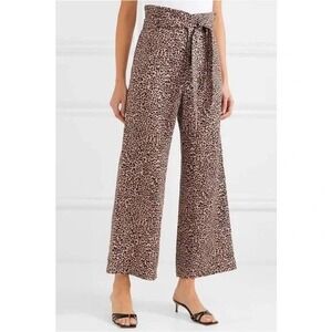 Reformation Jackie Leopard Linen Wide Leg Pants‎